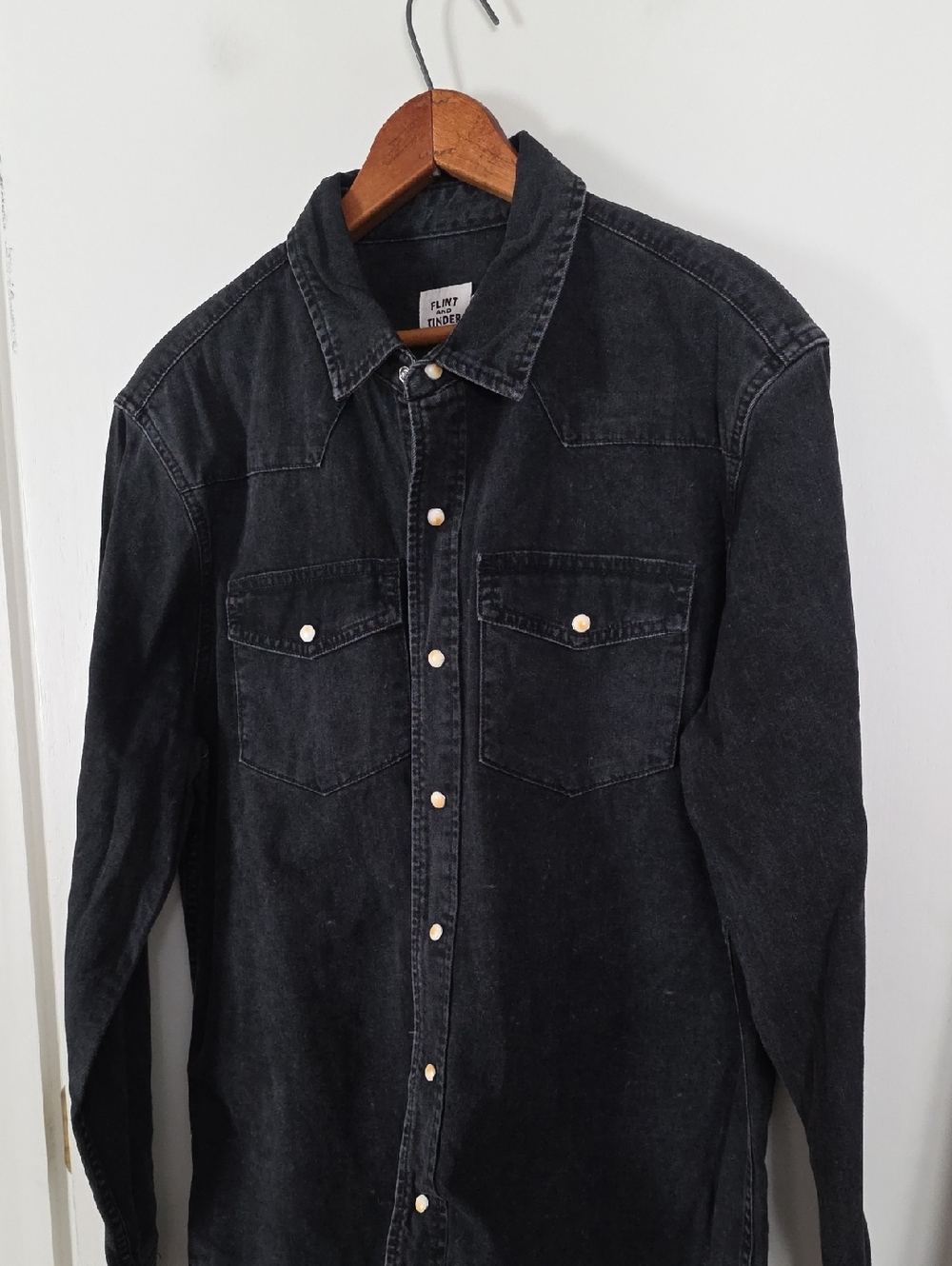 Flint And Tinder Medium Black Denim Shirt Awesome Condition